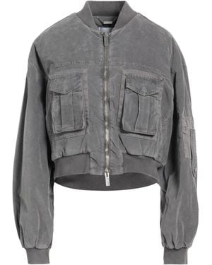 Blumarine Velvet Wide-Sleeved Bomber Jacket - Grey