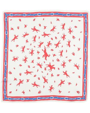 Longchamp Ivory Scarf Silk - Red