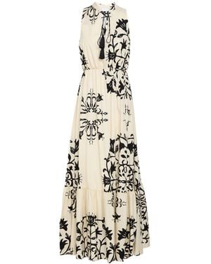 White Wise Ivory Maxi Dress Technical Fibers - Metallic