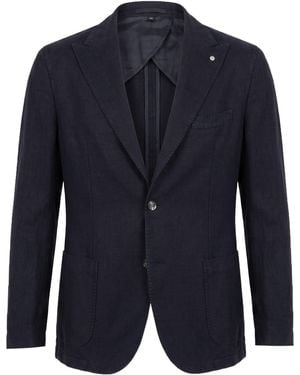 Luigi Bianchi Midnight Blazer Linen, Cotton - Blue