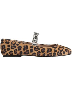 Casadei Sand Ballet Flats Textile Fibers - White