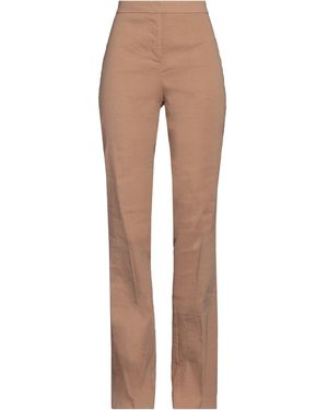 Pinko Camel Trousers Linen, Viscose, Elastane - Natural