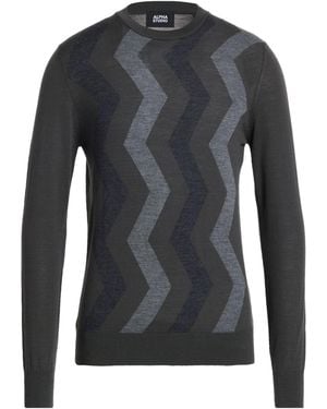 Alpha Studio Charcoal Sweater Merino Wool - Black
