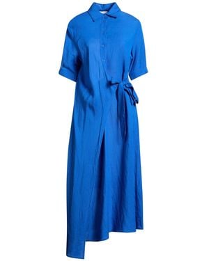 J'M DESIGN Bright Midi Dress Viscose, Linen - Blue