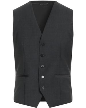 Daniele Alessandrini Daniele Alessandrini Charcoal Tailored Vest Wool, Polyester, Elastane - Black