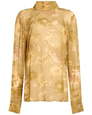 Dries Van Noten Khaki Top Viscose - Yellow
