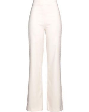 alma sanchez Cream Pants Polyester, Elastane - White