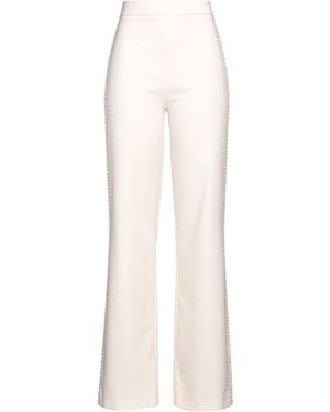 alma sanchez Cream Trousers Polyester, Elastane - White