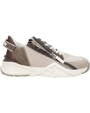 Fendi Khaki Sneakers Leather, Textile Fibers - Natural
