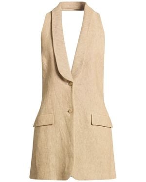 Alberta Ferretti Sand Tailored Vest Linen - Natural