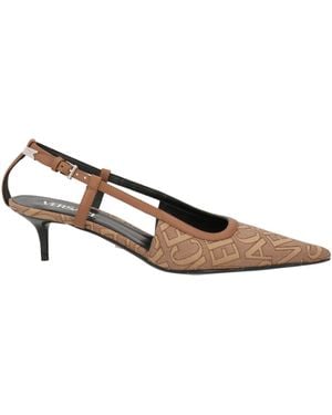 Versace Camel Court Shoes Leather, Textile Fibres - Natural