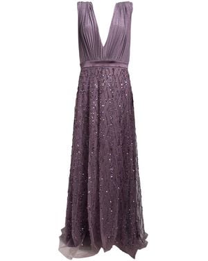 Elisabetta Franchi Lilac Maxi Dress Viscose, Polyester, Polyamide, Elastane, Glass - Purple