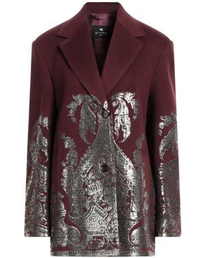 Etro Burgundy Coat Wool, Cashmere - Purple