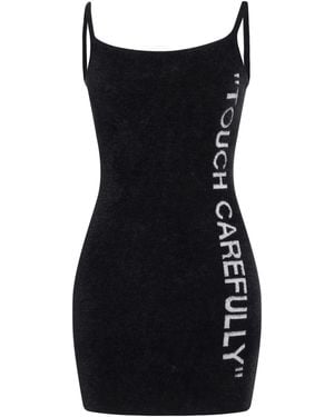 Off-White c/o Virgil Abloh Off White Quote Fuzzy Mini Dress Black White