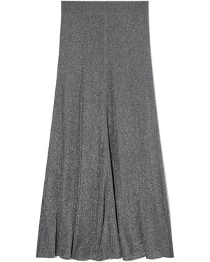 COS Sparkly Ribbed-knit Maxi Skirt - Grey