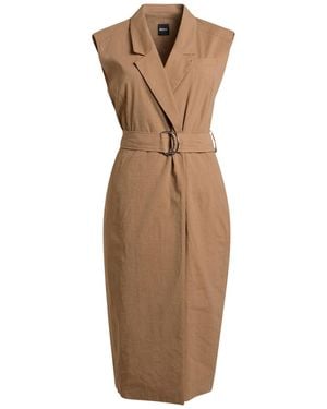 BOSS Sand Midi Dress Linen, Viscose, Elastane - Natural