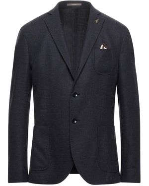 Paoloni Midnight Blazer Virgin Wool, Cotton, Linen, Polyamide, Elastane - Blue
