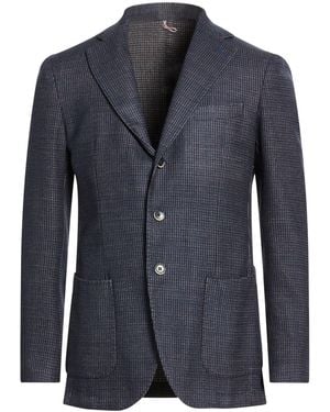 Santaniello Midnight Blazer Wool, Cotton - Blue
