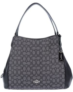 COACH Handbag Textile Fibers, Soft Leather - Gray