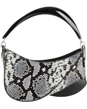 Mugler Snakeskin-Print Leather Hobo Bag - Black