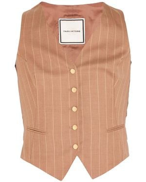 Tagliatore 0205 Camel Tailored Vest Virgin Wool, Silk - Natural