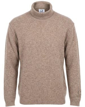 C.P. Company Taupe Turtleneck Wool, Polyamide, Elastane - Brown