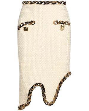 Moschino Ivory Midi Skirt Virgin Wool - Natural
