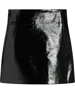 Courreges Mini Skirt Cotton, Polyurethane, Elastane - Black