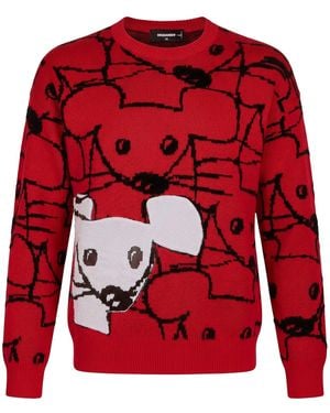 DSquared² Sweater Cotton, Viscose, Polyester, Polyimide - Red