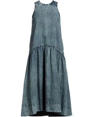Ganni Slate Midi Dress Organic Cotton - Blue