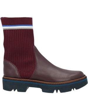 Pollini Burgundy Ankle Boots Calfskin, Textile Fibres - Purple