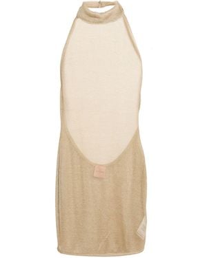 LA SEMAINE Paris Platinum Mini Dress Viscose, Metallic Fibre, Elastane - Natural