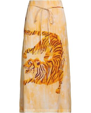 Ottod'Ame Apricot Maxi Skirt Viscose, Linen - Natural