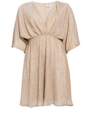 Rebel Queen Mini Dress Polyester, Metallic Polyester - Natural