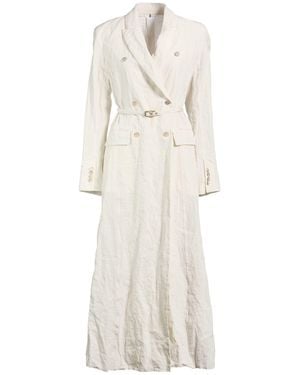 chinese dress ladies White Double Breasted Wool Blend Midi Coat main image 1