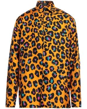 Versace Daisy Leopard Print Silk Shirt - Orange