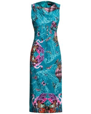 Versace Jeans Couture Midi Dress Polyester, Elastane - Blue