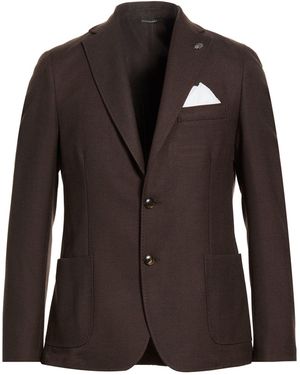 Daniele Alessandrini Dark Blazer Polyester, Wool - Brown