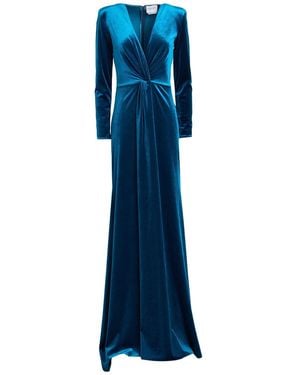 ATELIER LEGORA Deep Maxi Dress Polyester, Viscose - Blue