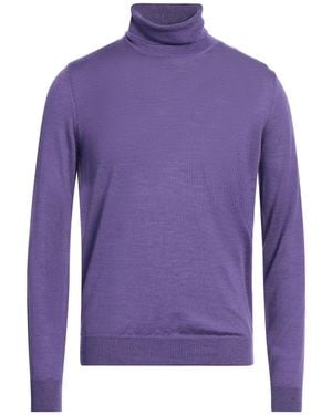 Vneck Turtleneck Merino Wool, Silk - Purple