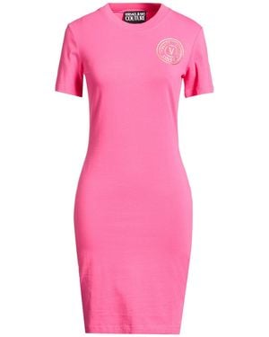 Versace Jeans Couture Fuchsia Mini Dress Cotton, Elastane - Pink