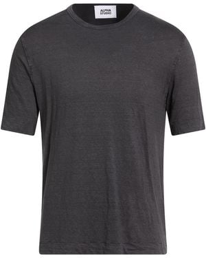 Alpha Studio Charcoal T-Shirt Linen, Elastane - Black