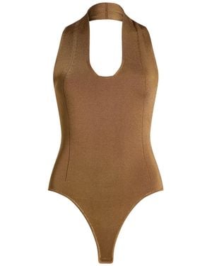 KHAITE Camel Bodysuit Viscose, Polyamide, Elastane - Brown