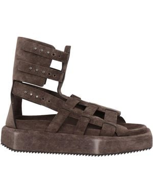 Rick Owens Charcoal Sandals Leather - Brown