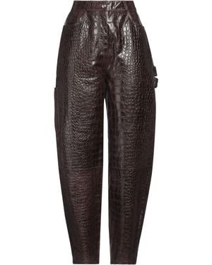 Saks Potts Crocodile-Print Leather Tapered Trousers - Brown