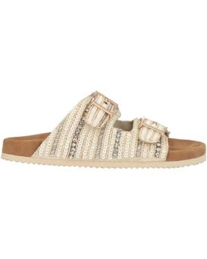 CafeNoir Ivory Sandals Textile Fibers - White
