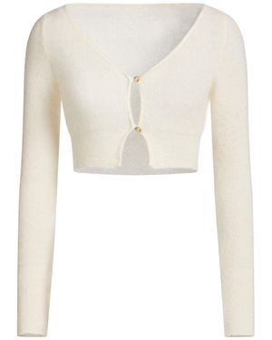 Jacquemus Cream Cardigan Mohair Wool, Polyamide, Wool - White