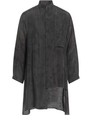 Yohji Yamamoto Cupro Mandarin Collar Solid Shirt - Grey