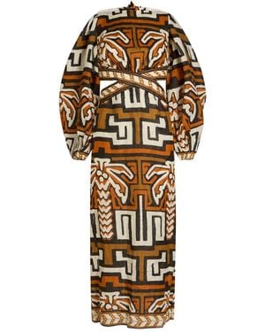 Johanna Ortiz Maxi Dress Linen - Metallic