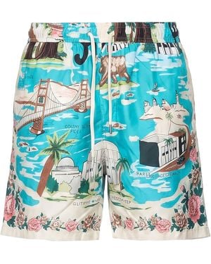 Amiri Azure Shorts & Bermuda Shorts Silk - Blue